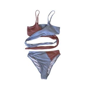 Two Piece Bikini Set with Cross Front Top